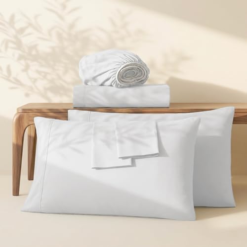 Image of Hearth & Harbor Extra Deep Pocket Sheets - Fits Mattress 18-24 Inches Deep - Extra Deep Pocket California King Size - 6 Piece Cal King Sheets - Cal King, White