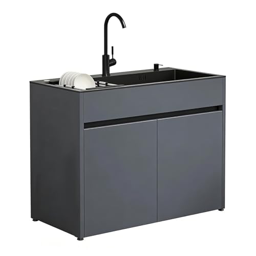 Gabinete de acero inoxidable negro de alta gama con accesorios 2