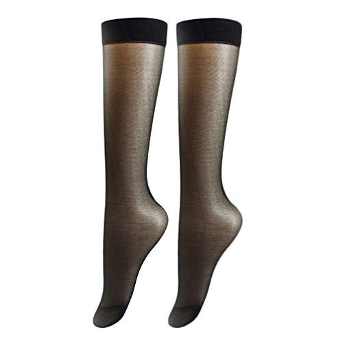 AOASK 6 Pairs Womens Knee High Trouser Socks Free-size Compression Sheer Cored Wire Socks, Comfortable and Breathable, Black