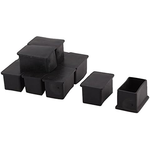 sourcing map Tapa De Pata De Muebles Goma Mesa Rectangular Negro Cover