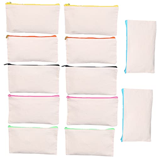 Bolsa De Lápices De Lona,12 Pcs DIY Bolsa Tela Pequeña Cremallera, 21 X 13 Cm Estuche Tela Cremallera, 6 Colores Diferentes De Estuches De Lápices, Monedero Tela Cremallera, Bolsa Tela Cremallera Cover