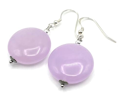 Boucles d'oreilles jade lavande en argent 925, parfaites pour le quotidien