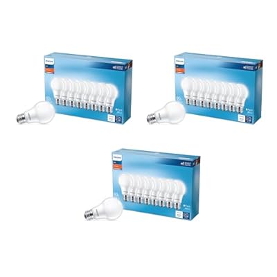 Philips LED A19, Non-Dimmable, Flicker-Free, Eye Comfort Technology, 500 Lumen, Frosted, Soft White 2700K, 5W=40W, 24PK