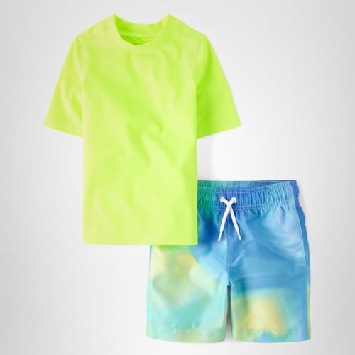 The Children's Place,Boys,Short Sleeve Rashguard and Swim Trunk 2-Piece Set,Bubbly Blue,Medium — view 2
