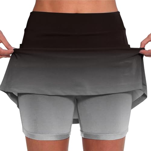 HOOUDO Womens Cargo Shorts 2 in 1 Short Leggings Ladies Summer Tennis Skirts with Pockets High Waisted Lightweight Gym Workout Yoga Cycling Jogging Biker Shorts