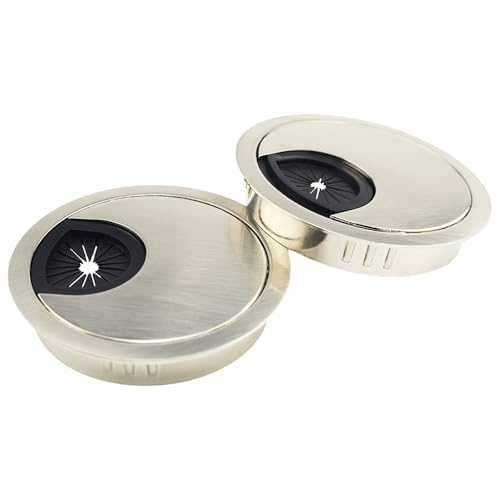Passe-câbles métallique 60 mm pour masquer les fils électriques encombrants du bureau