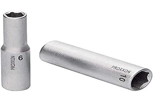 PROXXON 23 778 Vaso Largos de 1/4" para Pernos Roscados muy Salientes, Tamaño 10mm, Longitud Total 50mm, Multicolor Cover