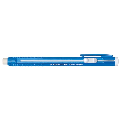 Image of STAEDTLER Mars Plastic Eraser Pen with Refillable Holder, German-Made Eraser for Pencils, Smudge-Free & Tear-Free Precision, Retractable Design with Clip, Blue