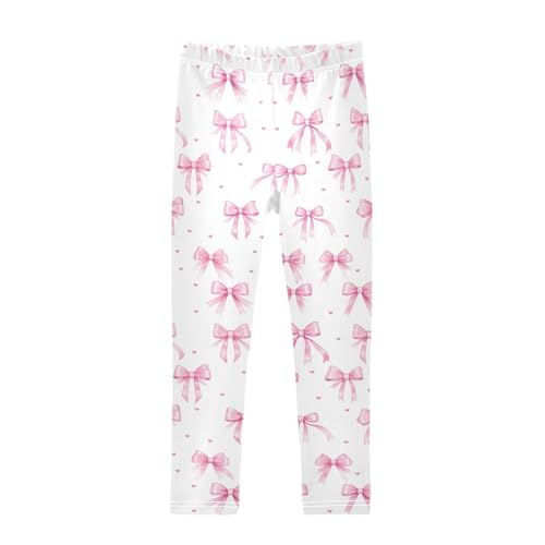 Wusikd Pink Bows 3 Girls' Leggings Toddler Doodles Kids Yoga Pants Dance Active Tights 4T