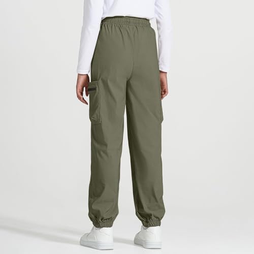 Boys Cargo Pants 10-12 Summer Trendy Drawstring High Waisted Cargo Pants for Girls Casual Workout Hiking Boy Joggers4