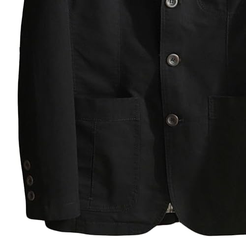 Men's Middle Aged Casual Suit Coat Three-Button Cotton Twill Suit Jacket Notch Lapel Sports Utility Blazer3