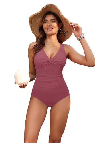 Image of Holipick Women Tummy Control One Piece Swimsuit - Push Up Bathing Suit Full Coverage Slimming Swimwear