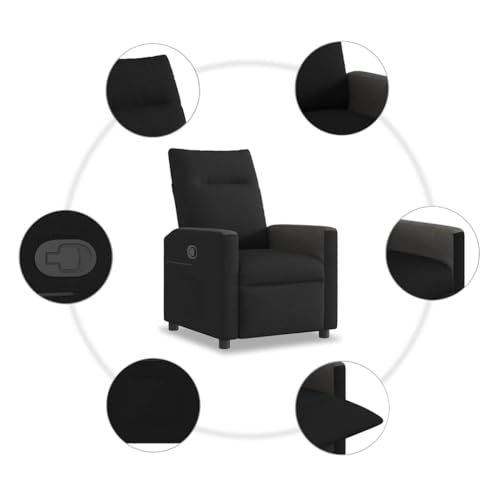 vidaXL Relaxsessel Schwarz Stoff, Sessel, TV Sessel, Sessel verstellbar, Fernsehsessel, TV-Sessel, Fernsehsessel verstellbar, Sofasessel, Liegesessel – Bild 8