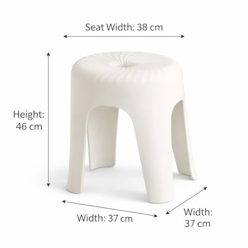 Image of Plastic Stool for Home & Bathroom | Strong & Durable Anti-Slip Stool | Modern Matte Finish | Multipurpose Daily Use Stool (Off-White /Cream)