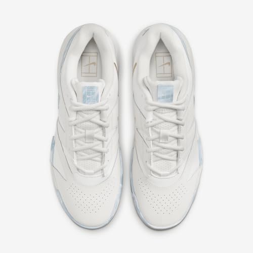 NikeCourt Lite 4 Premium Leather Men's Hard Court Tennis Shoes (FV3982-100, Summit White/Phantom/Denim Turquoise/Hemp) Size 104
