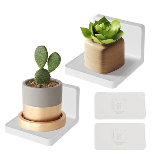 Huybaa mensole bagno senza foratura, set di 2 mensola bagno, adesive 10,5 cm*10cm, bianca,per soggiorno, camera da letto, cucina, ufficio