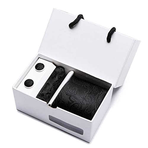 Set de corbata, pañuelo y gemelos para hombre de seda