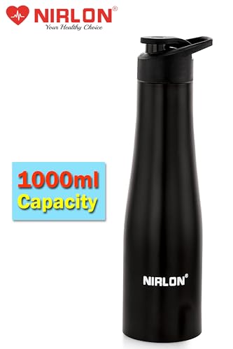 Image of NIRLON Stainless Steel Water Bottle Perfect for Office, Home & Travel | Leak-Proof|Set of 2 [Ozone 750ml & Tall Bell Flip Black 1000ml]