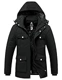wantdo Men's Winter Jackets Fleece Insulated Parka Jacket Warm Coats Black L