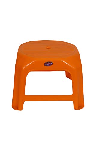 Prima Plastic Strong Stool for Children, Adults Suitable for Living Room, Study Room, Bathroom, Bath seat with high Load Capacity Orange Color, Medium (Bath STOOL-306)