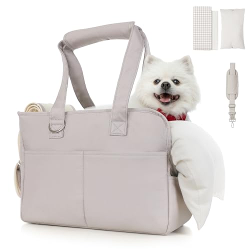 JourCraf Dog Purse Carrier for Small Dogs, Soft Soft Sided Folding Dog Carriers for Small Dogs Medium Cats Puppies up to 15 Lbs, Washable Breathable Puppy Carrier for Outdoor Travel (Large Gray)