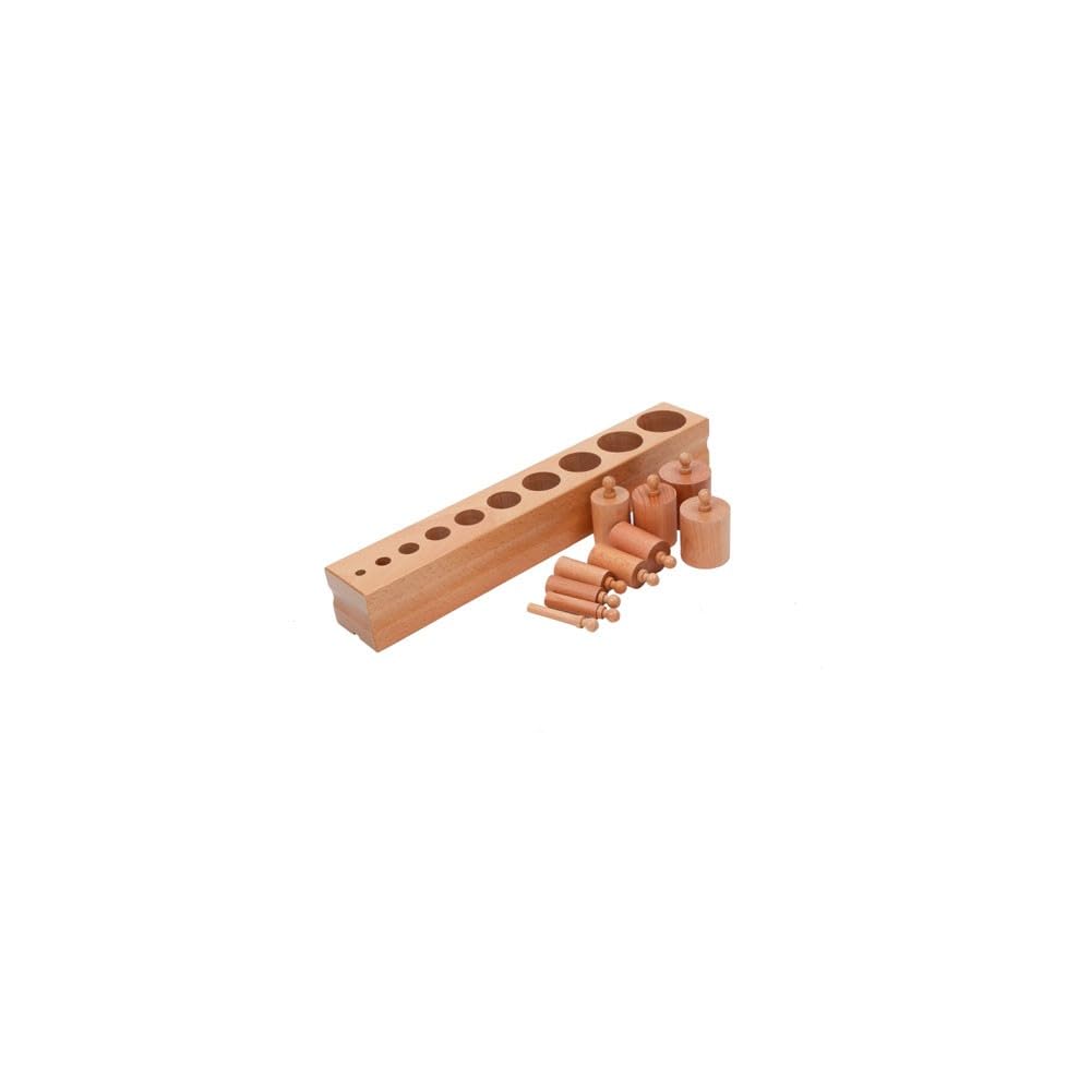 Emboîtements Cylindriques Montessori – Lot de 4 Blocs en Bois Massif – Développement de la Perception Visuelle, du Langage et de la Préhension – Dès 2 Ans et Demi ( A002-3/A019 + J003-4/A020)