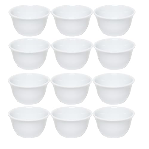 TrueCraftware- 7 oz Bouillon Cup White Color Melamine Set of 12- Dishwasher Safe Break-Resistant Reusable Bowls Serving Soup Bowl Broth Cups Soup Bowls Ice Cream Dipping Sauce