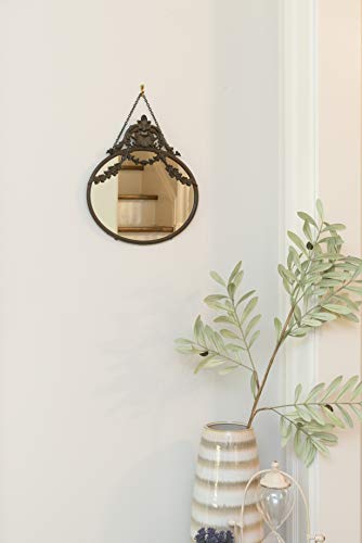 Image of Creative Co-Op Pewter Framed Wall Mirror with Decorative Chain and Antique Finish, Bronze