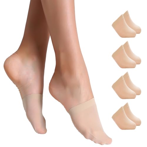 Image of Yilanmy Half Toe Socks 4 /6 /8 Pairs, Toe Topper No Show Socks for Women | Toe Peds Nylon for Mules Clogs Flats, Non Slip Bottom, Everyday Wear