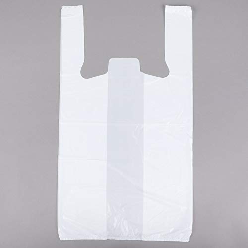 Qqoutlet Carry-Out Plastic Bag-White Plain T-Shirt Bag 11.5"X6.5"X21.5" 0.5Ml (White, 100 Bags/Bundles) #TOP1