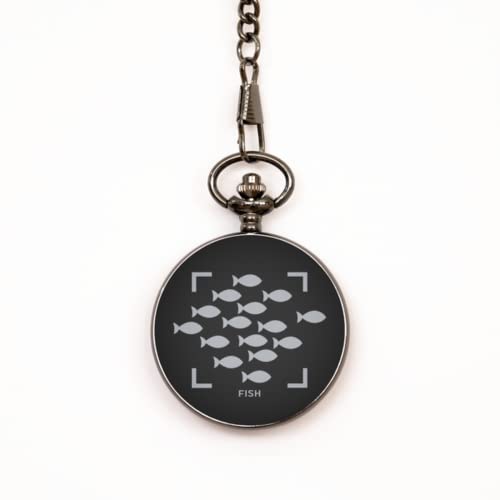 Dazzling Fish - Animal Pocket Watch - Christmas, Birthday, Valentine, Father's Day - for Men, Women and Kids. Adjustable