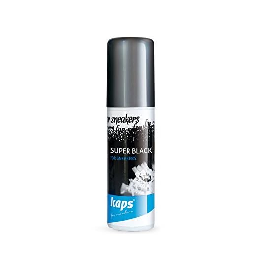 Kaps Schuhcreme Schwarz – Schuhfarbe und Lederfarbe zum Schuhe Färben für Schwarze Sneaker, Freizeitschuhe, Lederschuhe und Stoffschuhe Super Black, 75 ml