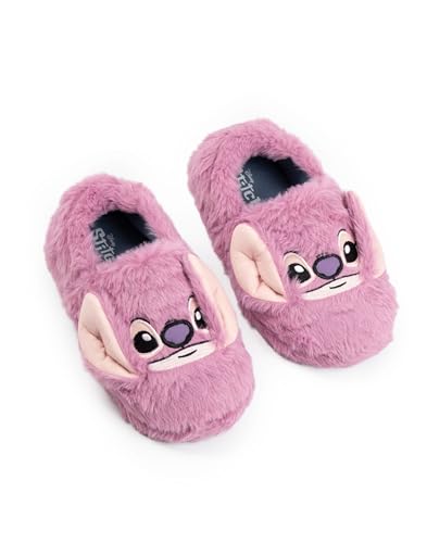Disney Pantoufles roses Lilo & Stitch Angel pour filles | Chaussures d'intérieur moelleuses à l'effigie des personnages de films pour se détendre pour...