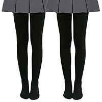 Mayoii 2 Pack Girls Thermal Tights – Fleece Lined Winter Warm Opaque Footed Leggings, Soft Stretch Thermal Leggings Kids for Cold Weather (UK, Age, 12 Years, 14 Years, Regular, Black(2 Pack))