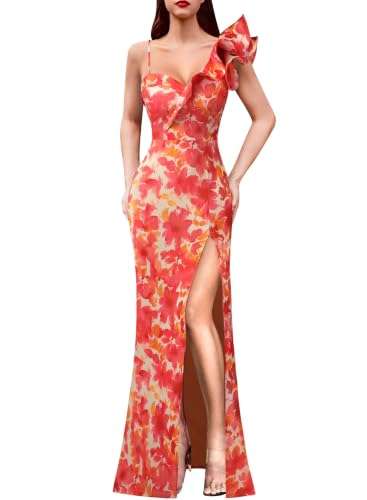 Image of VFSHOW Womens Ruffle One Shoulder Formal Prom Gala Maxi Dress Evening Gown