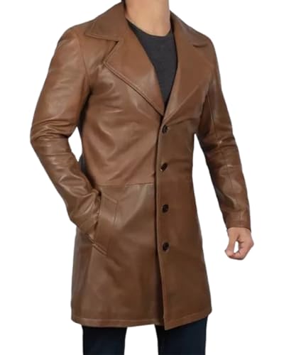Men’s 3/4 Length Brown Waxed Leather Coat – Classic & Rugged2