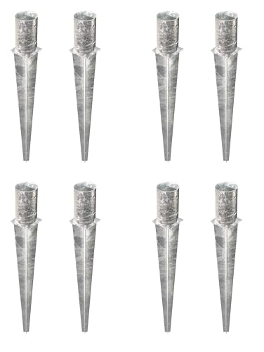 Alberts Set di 8 manicotti a terra | per pali di tronchi | zincato a caldo | Ø 141 mm | lunghezza totale 750 mm