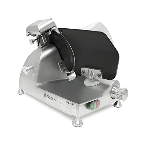 Image of KWS MS-10ET 320W Electric Meat Slicer 10-Inch Stainless Steel Blade w /Non-sticky Teflon & Extended Back Space, Frozen Meat /Cheese /Food Slicer Low Noise Commercial and Home Use [ ETL, NSF Certified ]