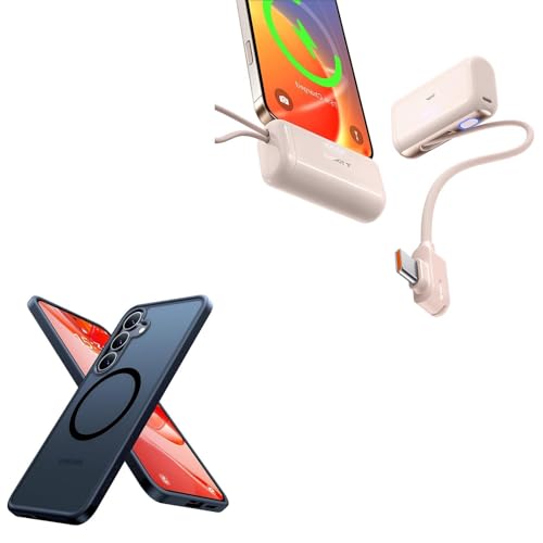 TORRAS Save 15% to Buy Together Magnetic Black S25 Case & Rose Gold Desert Titanium Portable Charger 5000mAh