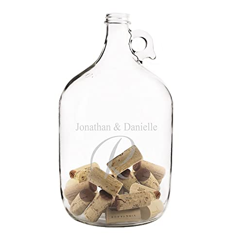 GiftsForYouNow Engraved Initial with Names Personalized Glass Growler, One Gallon Growler, 128oz., Wedding Gift