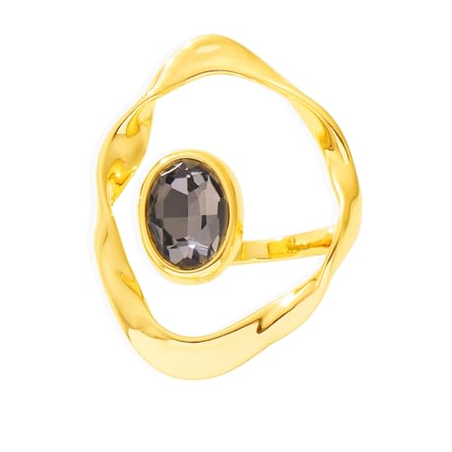 Bague personnalisé cristal de haute qualité, grand anneau rond au design tendance