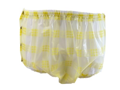 Haian Culotte d'incontinence classique unisexe pour adulte en plastique TPU imperméable (taille L, carreaux jaune)