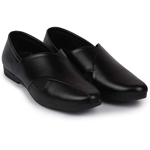 FAUSTO Men's Ethnic Criss Cross Slip On Juttis and Mojaris for Wedding|Party|Occasions|Fashion|Stylish|Outdoor|Indoor|Lightweight|Shoes with Anti Skid Sole (6-12 UK)