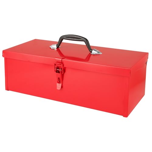LOPYXBR 15 Inch Small Tool Box Red Tool Box Metal Tool Box with Metal Latch Closure & Handle 15x6x5 Inch Portable Tool Box Tool Storage Box