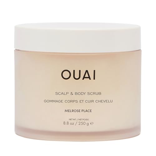 OUAI Scalp & Body Scrub, Melrose Place – Exfoliating Body Scrub with Sugar & Coconut Oil Blend for Smooth, Moisturized Skin – Gentle Scalp Scrub for Removing Product Build Up (8.8 Oz)