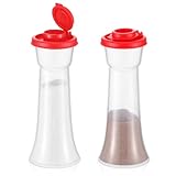 Baderke 2 Set Plastic Salt and Pepper Shakers Hourglass Salt and Pepper Shakers with Lids Large Covered for Camping Outdoor Lunch Home Kitchen Restaurant(Red)