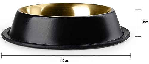 STILGUT Feeding Bowl for Dogs and Cats Aluminium Feeding Bowl, 0.2 L, Dog Bowl, Cat Bowl, Water Bowl - Black/Gold - Image 3