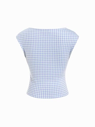 Image of CIDER Boat Neck Tops for Women Sleeveless Ruched Crop Tank Tops | Slim Fit, Trendy Summer Outfits, Casual Tee Shirt