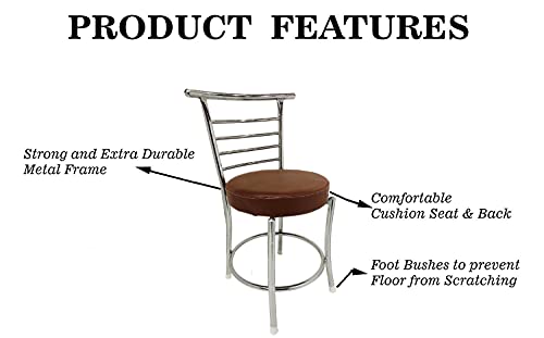 Image of SOMRAJ Chair Comfortable Multi Purpose Home Dining Restaurant Chair with a Leather Cushion Steel (Model) Heavy Duty (1, Brown Ring, Standard)