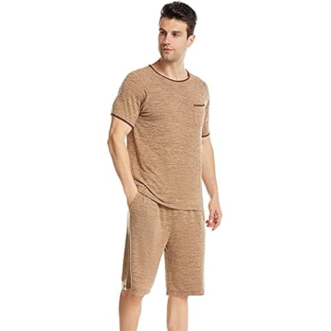 Conjunto de Pijamas para Hombres Verano Camiseta de Manga Corta y Pantalones Cortos Cover